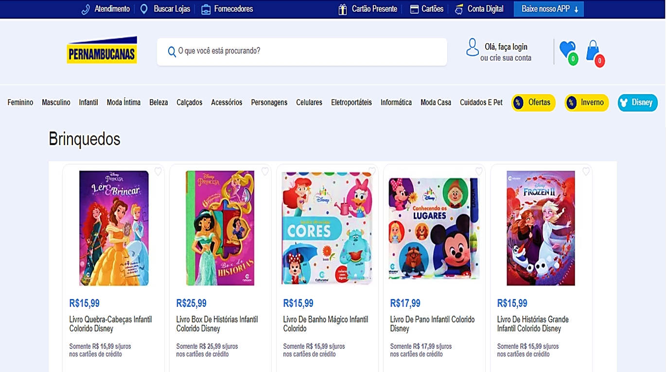 Pernambucanas lança Espaço Disney na loja online